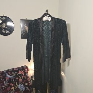 Linea Donatella Green Burnout Velvet Kimono